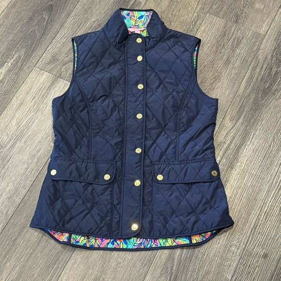 Lily Pulitzer Puffer Navy Spring Vest - Picture 3 of 8